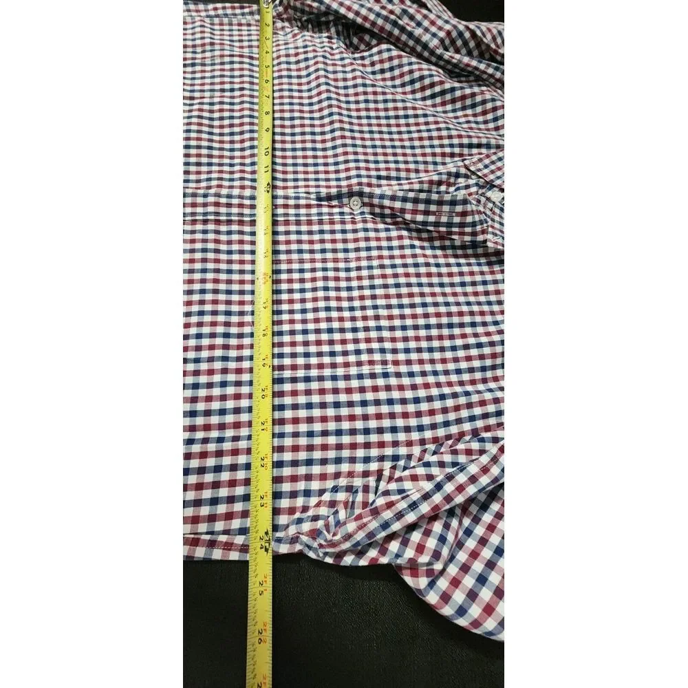 J Crew Size XL Slim Fit Long Sleeve Button Down Checked Red Blue Shirt Flex Wash